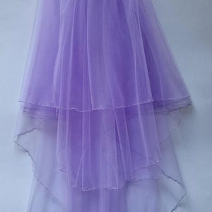 Hot Pink Wedding Veil, Three Layers Light Lavender