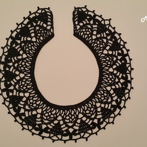 Handmade Crochet Collar, Neck Accessory, Black, 100% Cotton image 2