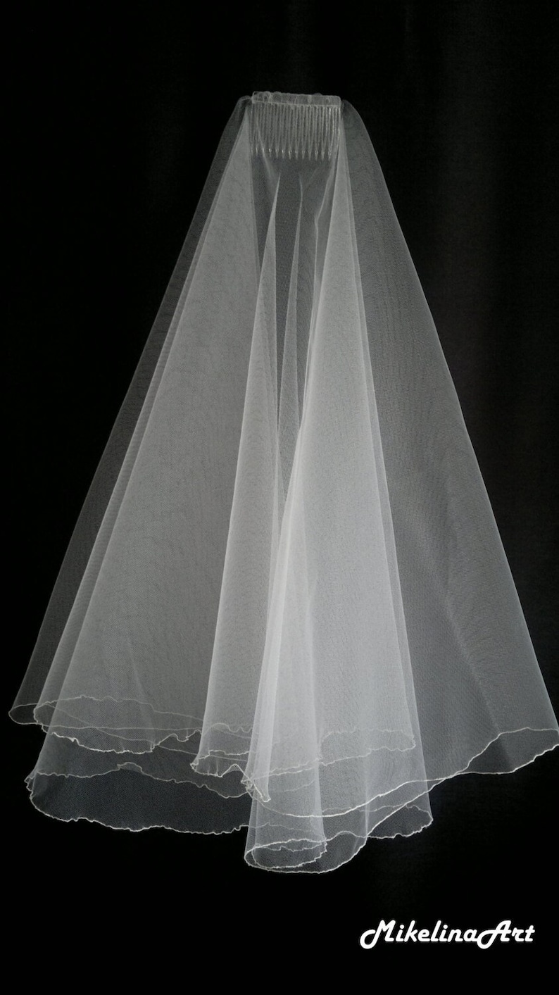 Ivory Wedding Veil, Two Layers image 1