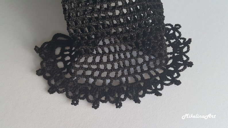 Crochet Gloves, Black, 100% Mercerized Cotton. image 3