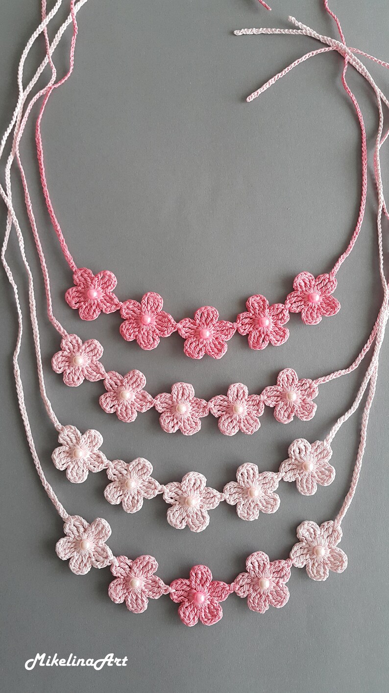 Crochet Necklace Crochet Neck Accessory Flower Necklace Etsy