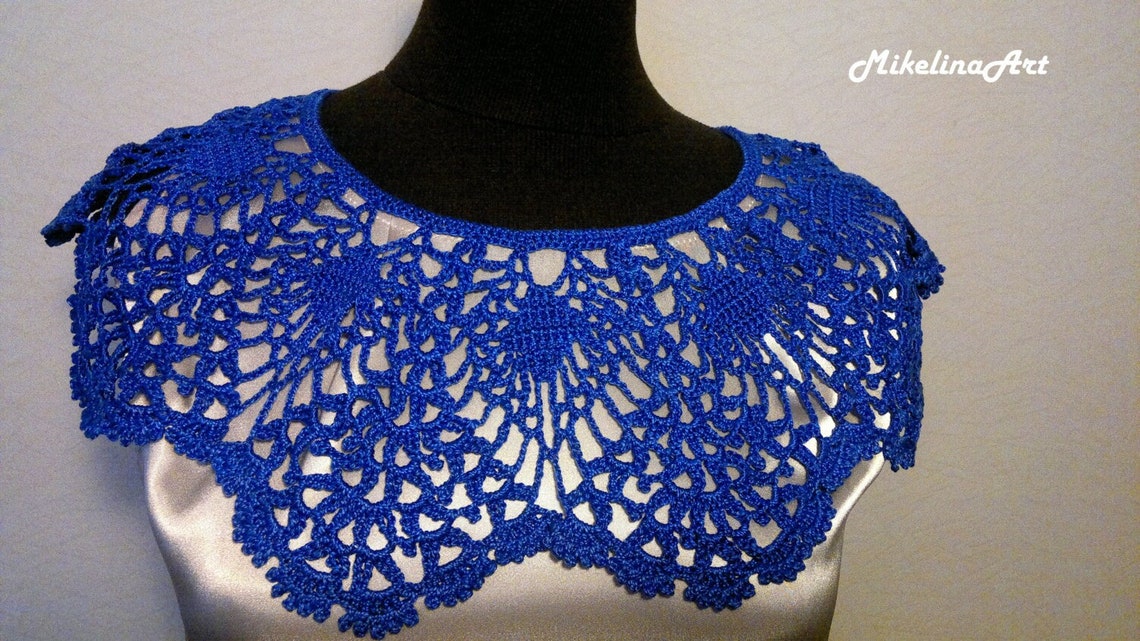 Handmade Crochet Collar Neck Accessory Blue - Etsy