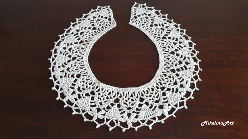 Handmade Crochet Collar, Neck Accessory, Ivory, 100% Cotton image 2