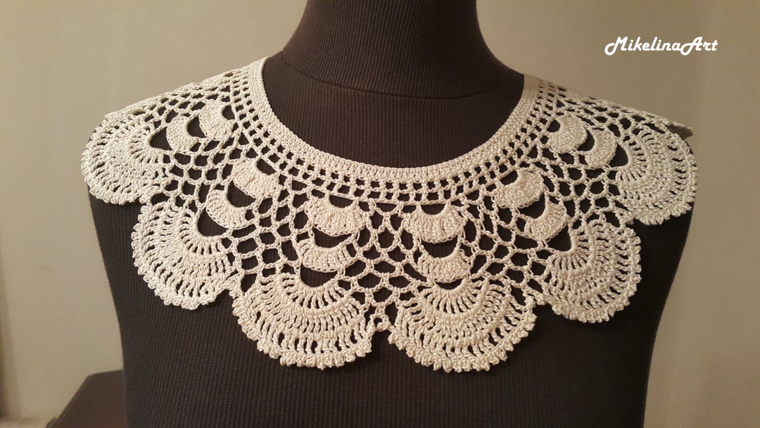 Handmade Crochet Collar Neck Accessory Ivory 100% Cotton - Etsy
