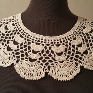 Handmade Crochet Collar, Neck Accessory, Ivory, 100% Cotton image 1