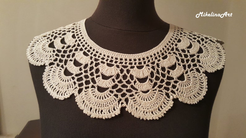 Handmade Crochet Collar, Neck Accessory, Ivory, 100% Cotton image 1