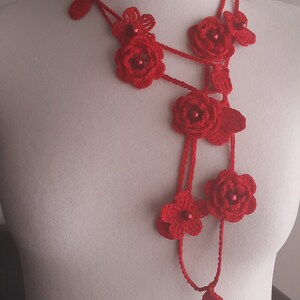 Crochet Rose Necklace Crochet Neck Accessory Flower - Etsy