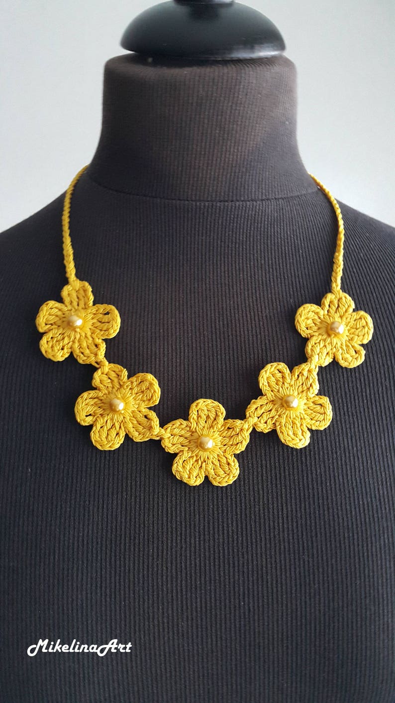 Crochet Necklace Crochet Neck Accessory Flower Necklace - Etsy