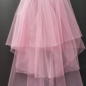 Hot Pink Wedding Veil, Three Layers Pink