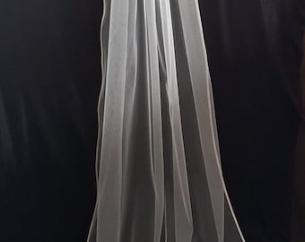 Ivory Cathedral Veil, Ivory Satin Edging.