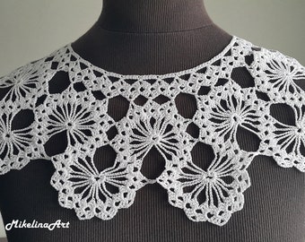 Handmade Crochet Collar, Neck Accessory, White, 100% Cotton.