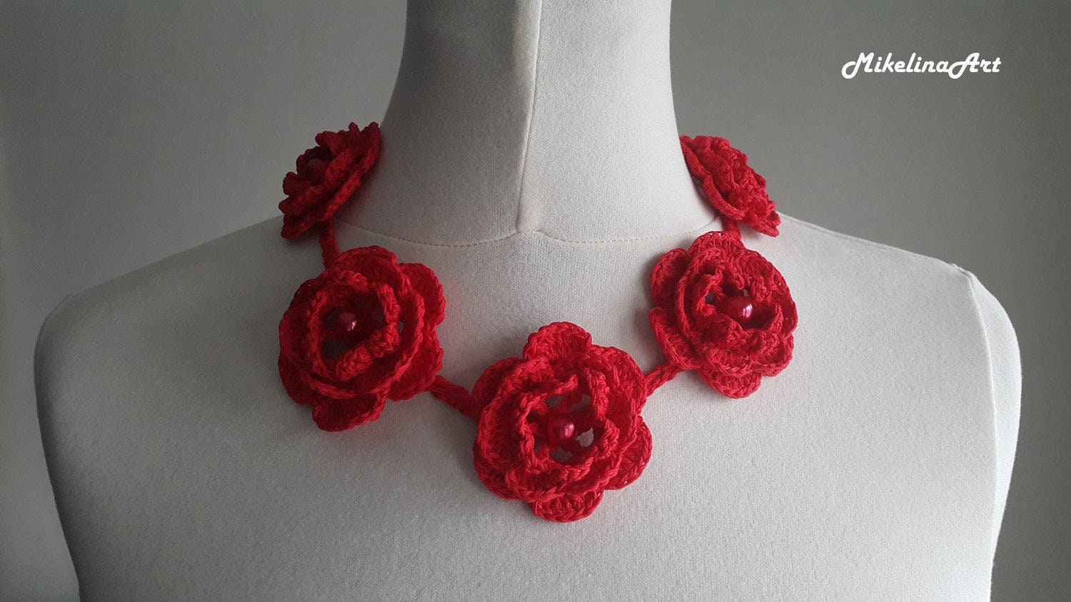 Crochet Necklace Crochet Neck Accessory Flower Necklace Etsy