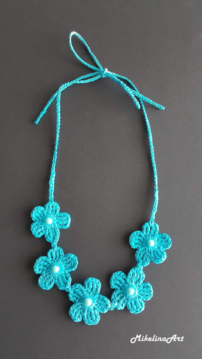 Crochet Necklace Crochet Neck Accessory Flower Necklace Etsy