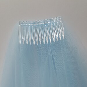 Sky Blue Wedding Veil, Two Layers image 2