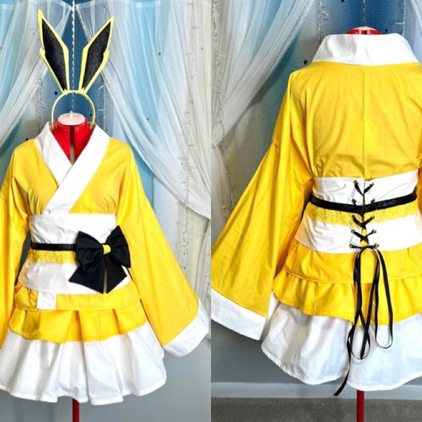 Pokemon Jolteon eeveelution Cosplay Kimono Dress gijinka Lolita