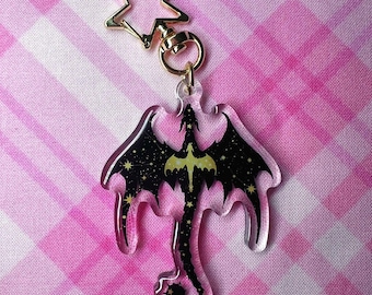 Fourth Wing Rider sleutelhangerbedel: dubbelzijdig kawaii drakencadeau