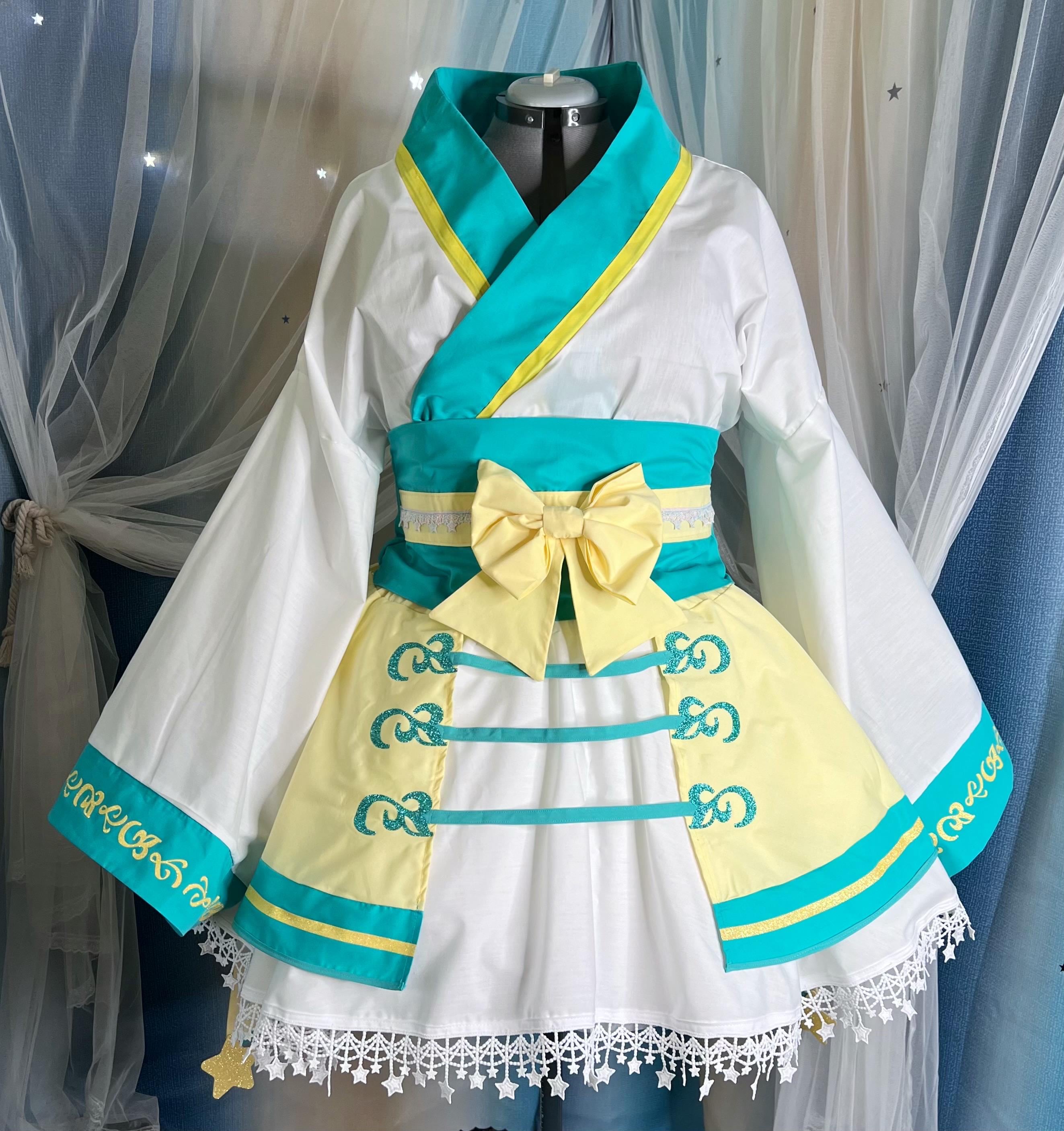 Jirachi Gijinka Pokemon Lolita Cosplay Kimono Dress