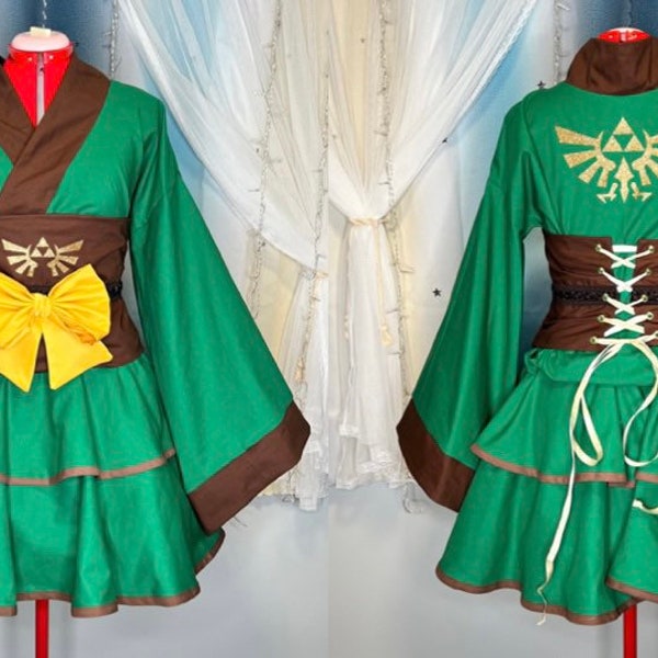 Link Legend of Zelda Cosplay Kimono Dress Ocarina OOT Lolita