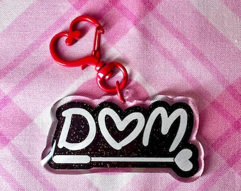 Dom Dominate Double Sided Keychain: Kawaii Red Heart Clasp