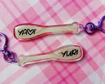 Yaoi Yuri Paddle Keychain Charm: Double Sided Kawaii Meme Gift
