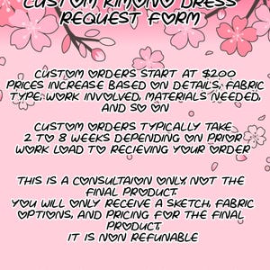 Custom Kimono Dress Cosplay Consultation Fee and form Any character or series