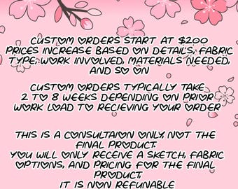 Custom Kimono Dress Cosplay Consultation Fee and form Any character or series