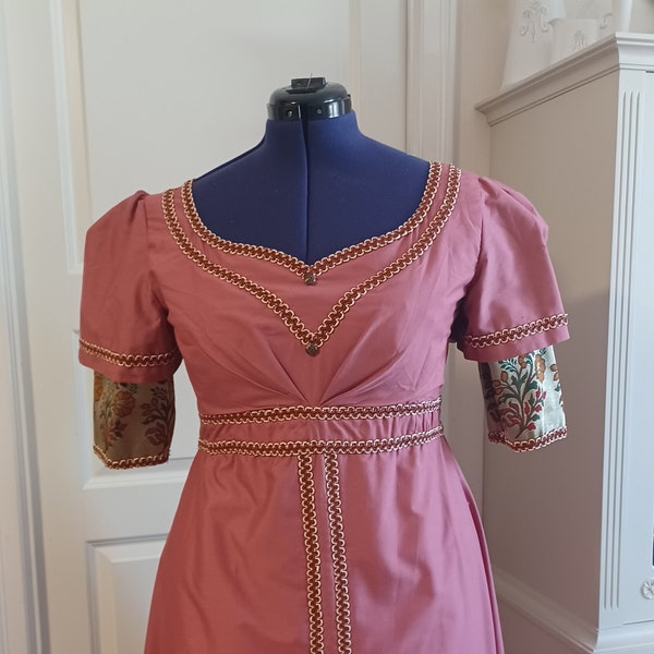 1810/20s Regency dress "Rosie" handsewn ready to wear one of a kind Jane Austen Romantic era costume XL size
