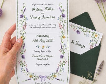 Whimsical Cottage Garden Invitation - A6 Folded - Dreamy Romantic Watercolour Spring Flowers