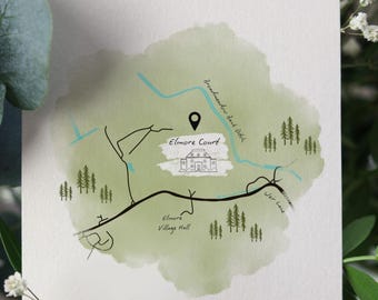 Map for wedding invitation -  simple line map