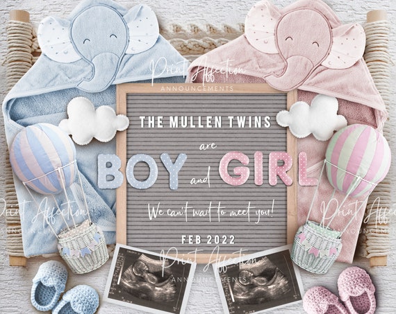 Digital Easter Gender Reveal Pregnancy Announcement Editable By You Editable Digital Pregnancy Announcement It/'s a Girl Announcement