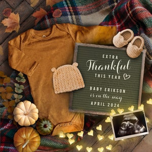 Digital Thanksgiving Pregnancy Announcement, Autumn Announcement, Editable Fall Pregnancy Announcement,YOU EDIT