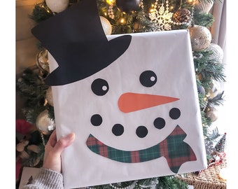 Printable Christmas Gift Wrap Snowman Face- Cut & Stick Faces for Wrapping PDF Crafts