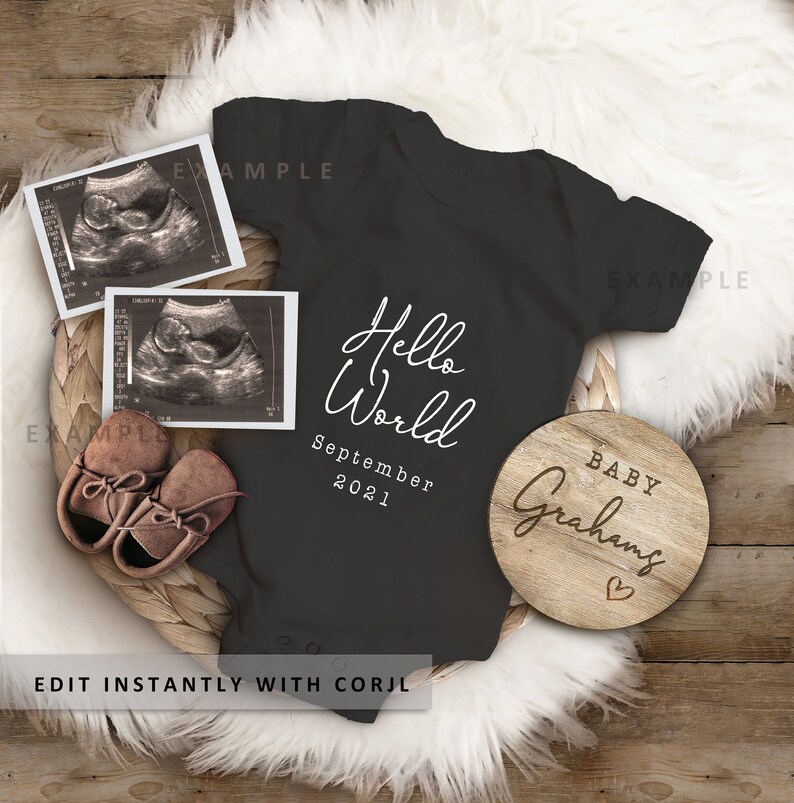 Digital Pregnancy Announcement for Social Media With Black Etsy