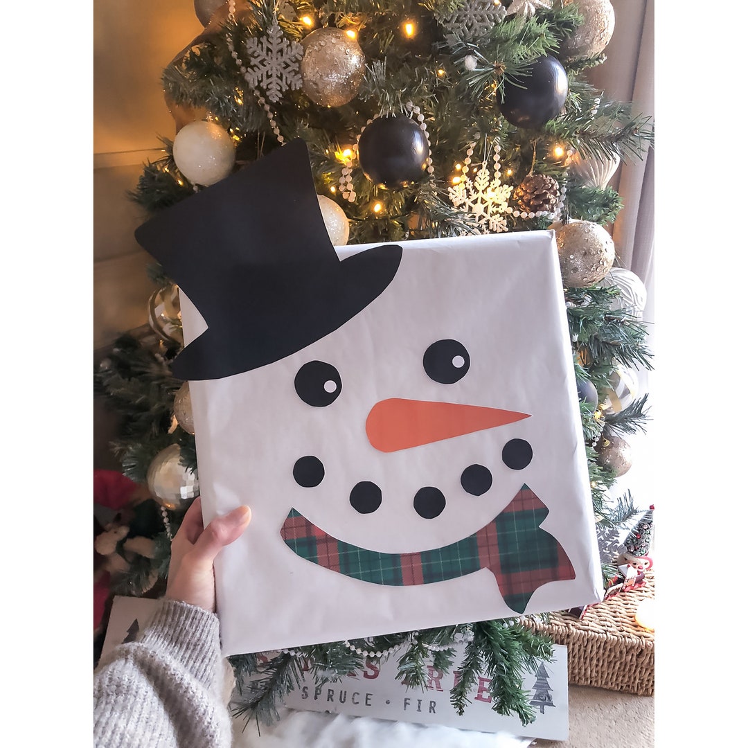Printable Christmas Gift Wrap Snowman Face Cut &amp; Stick Faces for ...