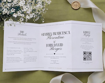 Black & White Modern Wedding Invitation  | 'Quiet Luxury'  Gatefold Z fold Invite | Old Money | Classy Wedding | European Chic