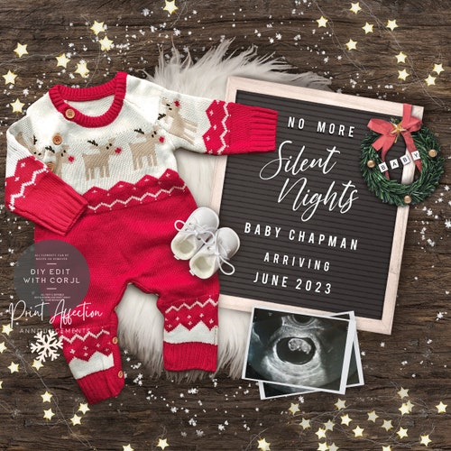 Christmas Digital Pregnancy Announcement for Social Media Etsy