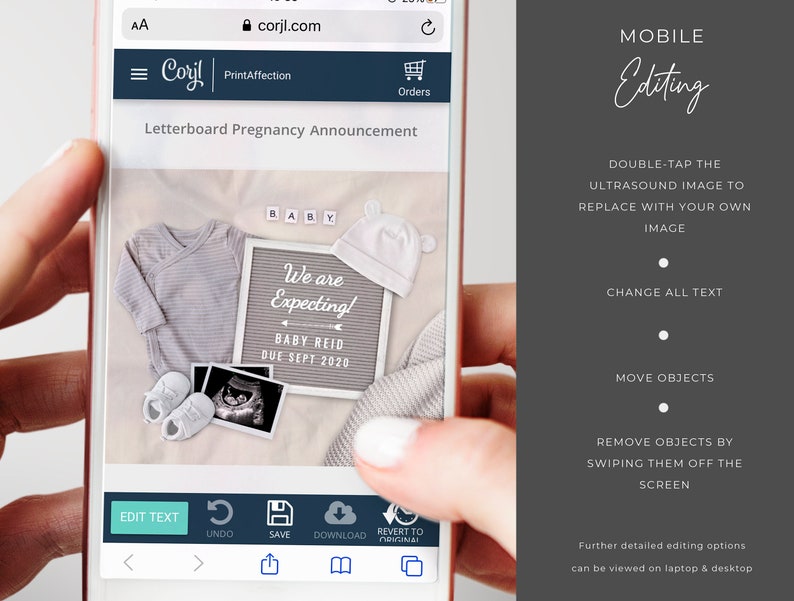Download Editable Digital Pregnancy Announcement for Social Media Gray | Etsy