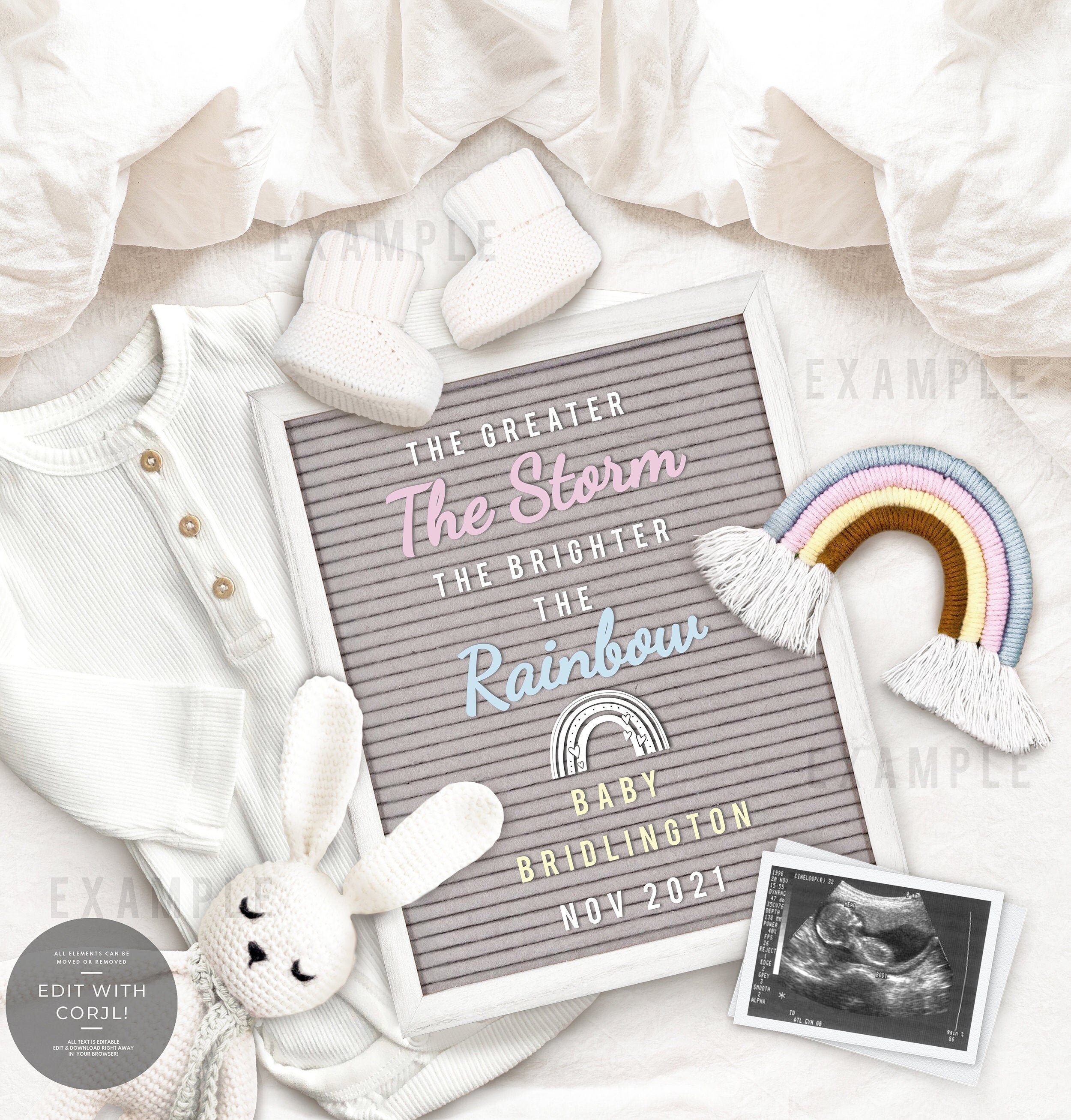 Download Rainbow Baby Pregnancy Announcement, Digital Pregnancy Announcement 2021 for Social Media ...