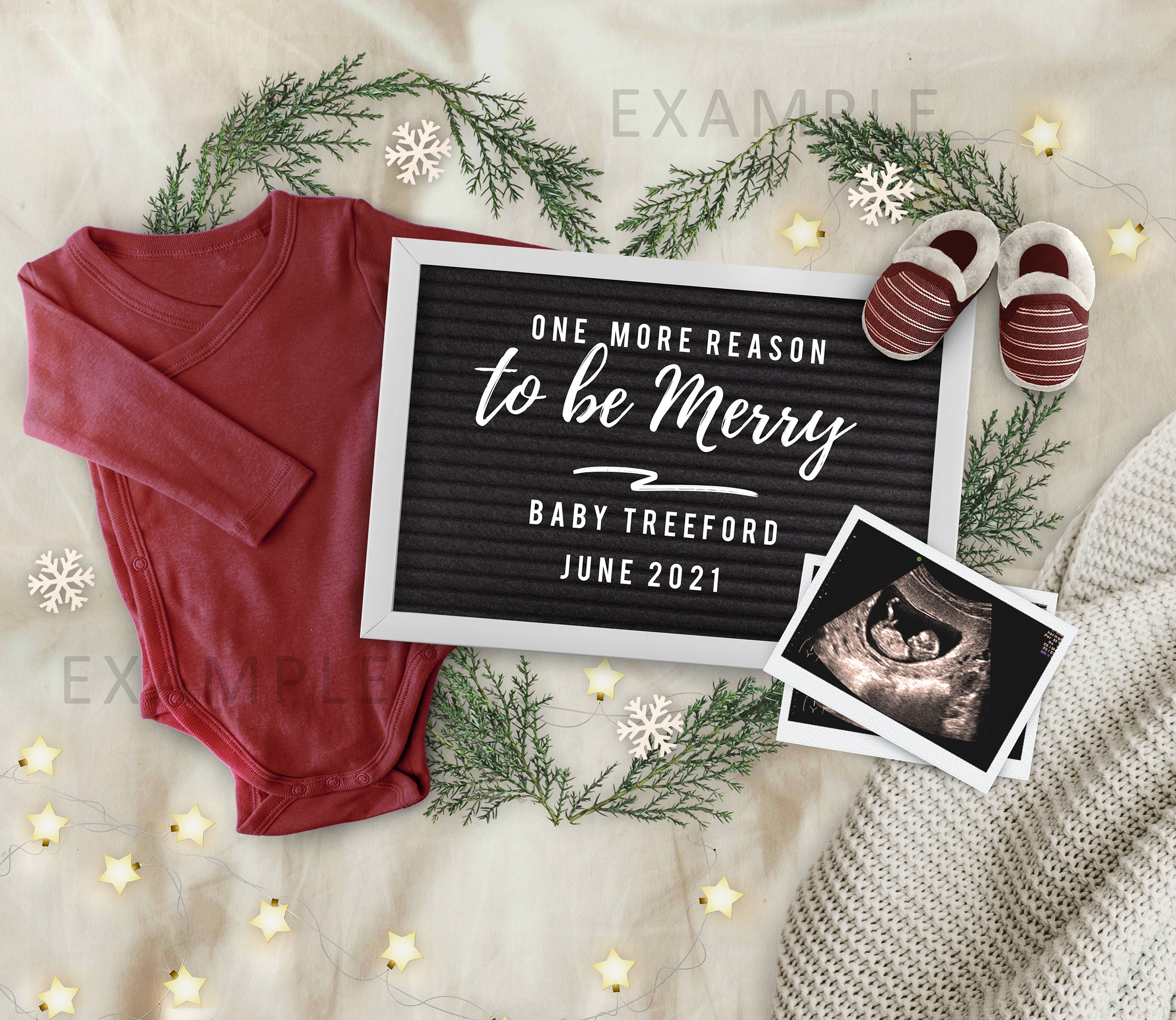 Editable Digital Christmas Pregnancy Announcement for Social Media YOU