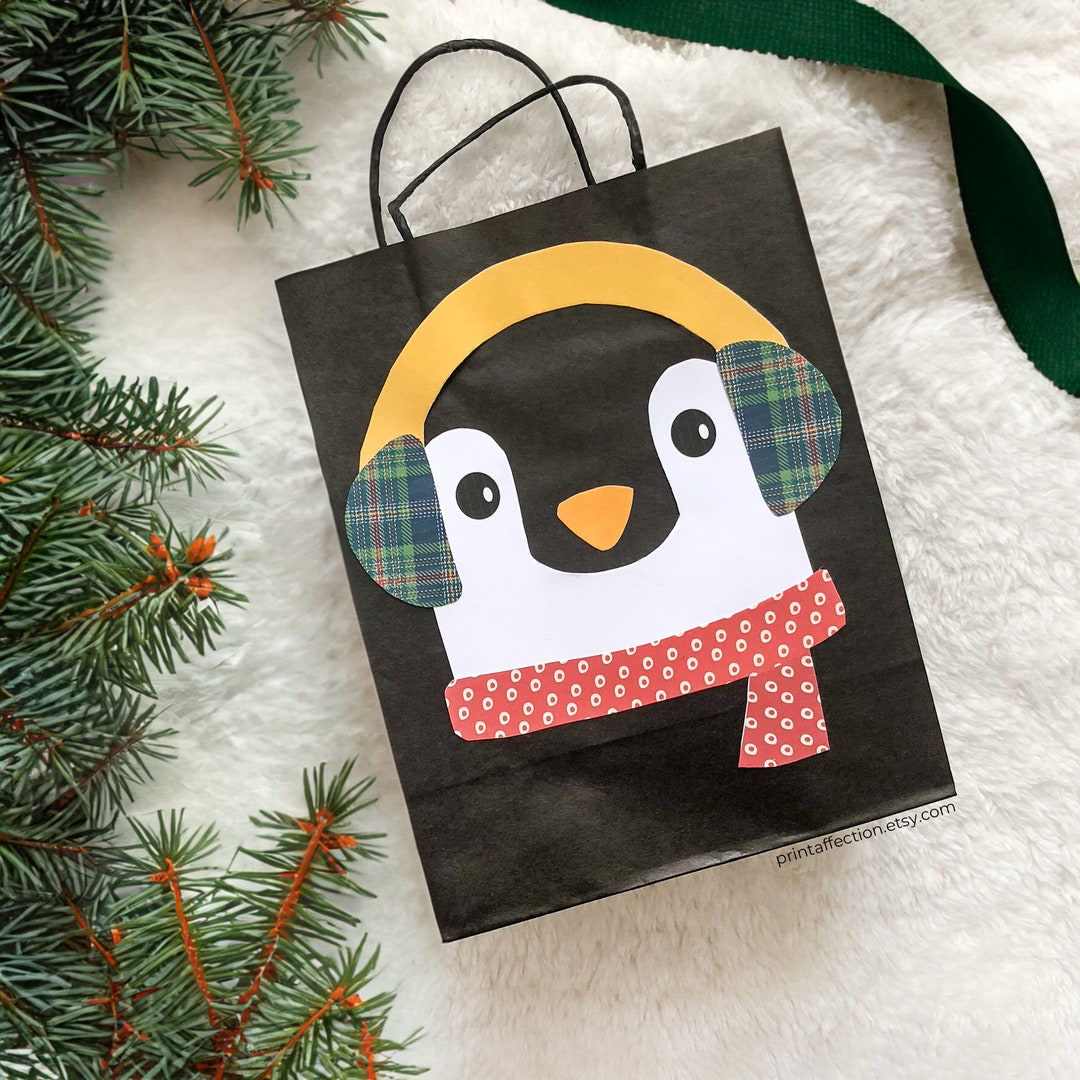 Printable Christmas Gift Wrap Face Cut & Stick Penguin Etsy