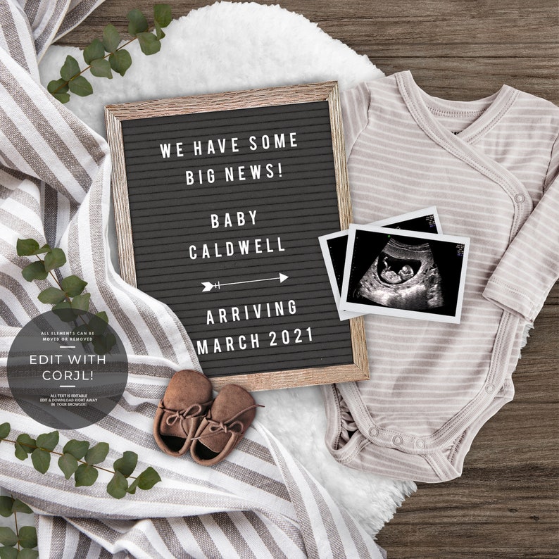 Editable Digital Pregnancy Announcement for Social Media YOU Etsy