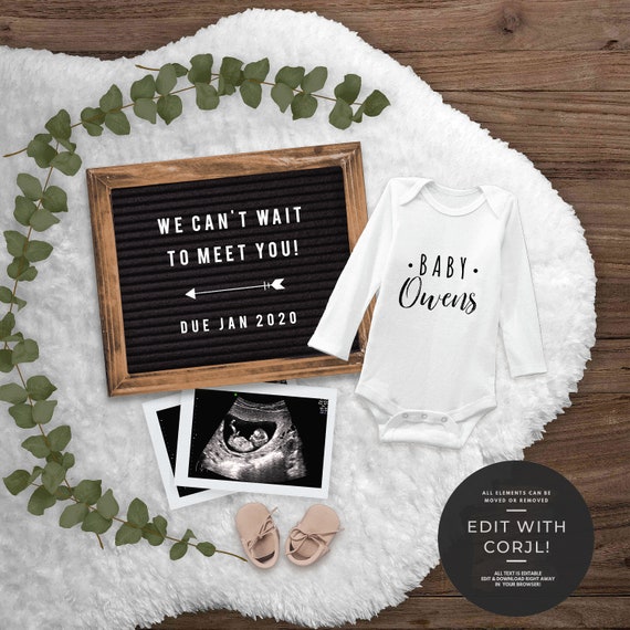 Download Editable Digital Pregnancy Announcement for Social Media YOU | Etsy