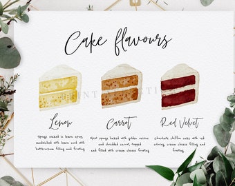 Editable Wedding Cake Menu 8x10 & A4