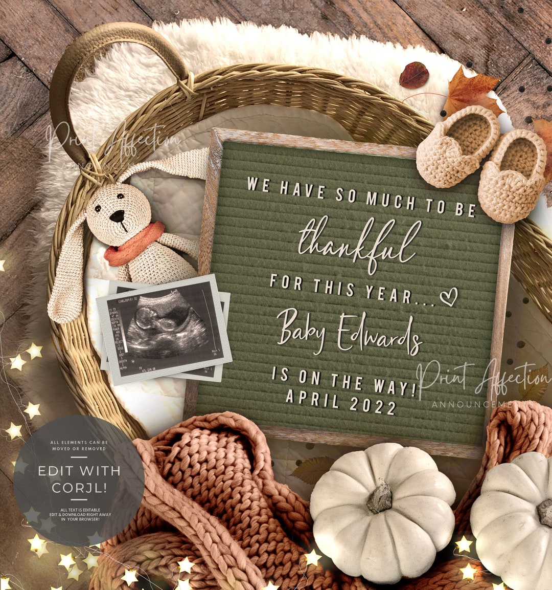 Digital Thanksgiving Pregnancy Announcement, Autumn Pregnancy