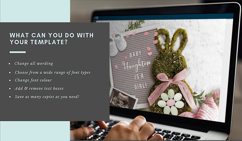 Digital Easter Gender Reveal Pregnancy Announcement Editable By You Editable Digital Pregnancy Announcement It/'s a Girl Announcement