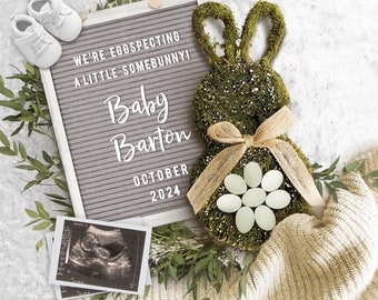 Digital Easter Pregnancy Announcement, Easter Letterboard Pregnancy Announcement, Editable By You, Neutral.