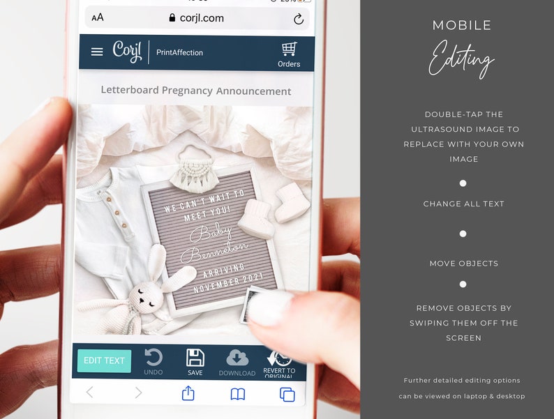 Digital Pregnancy Announcement for Social Media YOU EDIT Etsy
