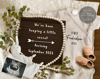 Grey Pregnancy Announcement, Pregnancy Reveal, Baby Announcement for social media, Baby Reveal, Gender Neutral