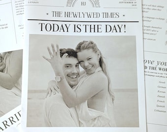 Wedding Newspaper -  Digital Template - Edit with Canva - Printable Wedding Games Bundle