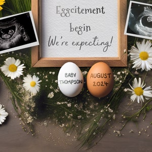 Easter Pregnancy Announcement, Wildflower Daisies, Digital Announcement, Social Media Announcement, Edit with Corjl image 2